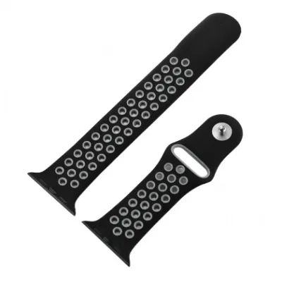 Silicone 42-44 mm iWatch Sport Band Black White tasmachasi