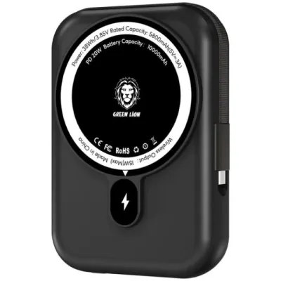 Green Lion Monaco MagSafe Power Bank 20000mAh tashqi akkumulyatori, Black