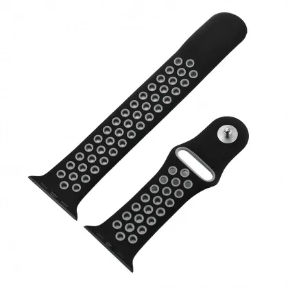 Silicone 42-44 mm iWatch Sport Band Black Gray tasmachasi