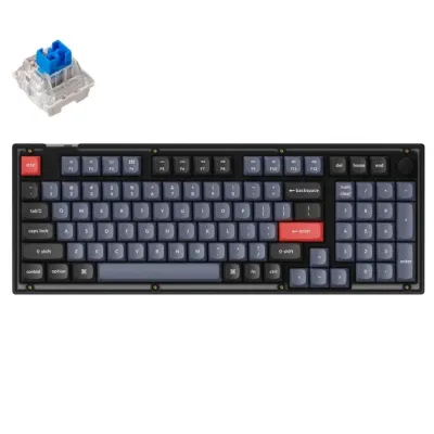 Klaviatura Keychron V5 100Key, K Pro Blue, Hot-Swap, QMK, Knob, USB-A, RGB, Frosted Black