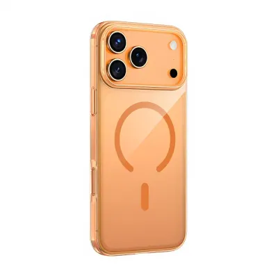 Keephone X Crystal MagSafe Case iPhone 17 pro max uchun orange shaffof g‘ilofi