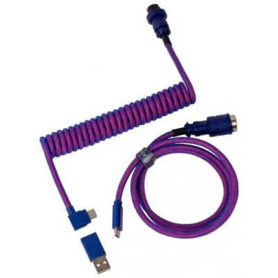 Cabel Type-A/Type-C Keychron Premium Coiled Aviator Cable-Angled Purpule