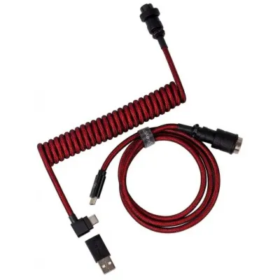Cabel Type-A/Type-C Keychron Premium Coiled Aviator Cable-Angled Red