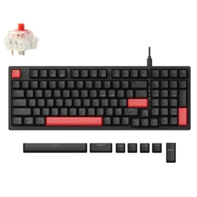 Klaviatura Lemokey X5 104 Key, Red, USB-A, QMK, EN/UZ/RU, Red Led, Black