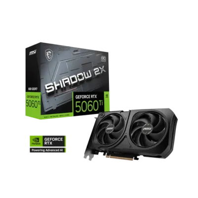 Videokarta MSI RTX 5060 Ti SHADOW 2X OC 8GB GDDR7 128-bit PCIe 5.0 STORMFORCE Cooling
