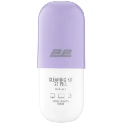 Tozalash to‘plami 2E PILL ofis texnikasi uchun (Liquid 140 ml + salfetka 20 sm), White-lilac
