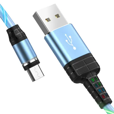 Hoco U90 USB to Micro-USB 1m magnetic, RGB Led kabeli