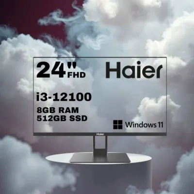 Моноблок Haier A4 (i3-12100 | 16GB DDR4 | 512GB SSD | 23.8” FHD | Intel UHD Graphics | Windows 11 Pro | Klaviatura + Sichqoncha, Black