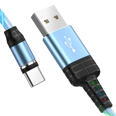 Hoco U90 USB to type-C 1m magnetic, RGB Led kabeli