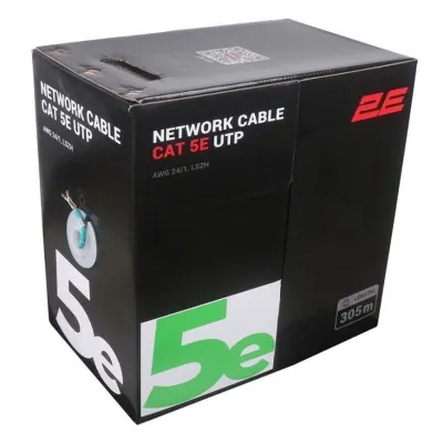 Kabel 2E CAT 5e, U-UTP, 305м, AWG 24/1, LSZH, Green