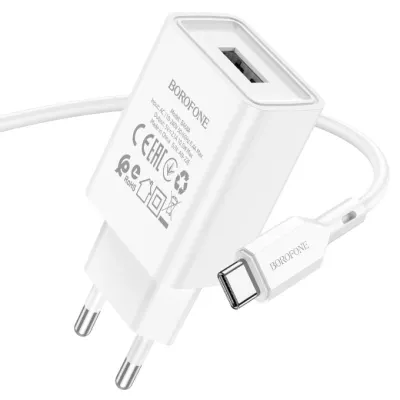 Borofone BA68A USB to Type-C kabelli zaryadlash qurilmasi, White