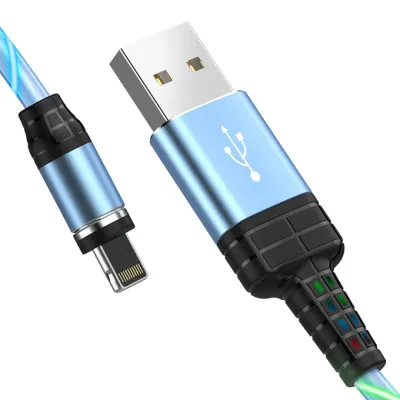 Hoco U90 USB to lightning 1m magnetic, RGB Led kabeli
