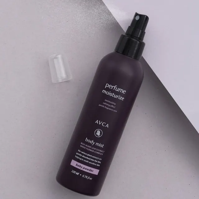 Bolalar pudrasi iforli parfyumlangan tana misti AVCA Baby Powder Body Mist, 200 ml