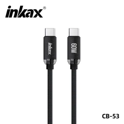 Inkax CB-53 Type-C to Type-C 60W 1m qora kabeli