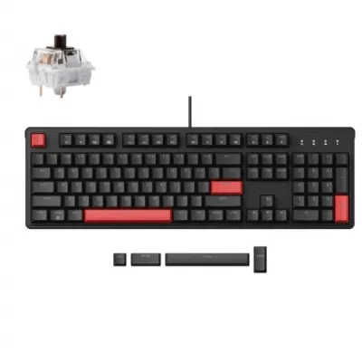 Mexanik klaviatura Lemokey X3 104Key, Keychron Brown, USB-A, QMK/VIA, EN/UZ/RU, Red Led, Black