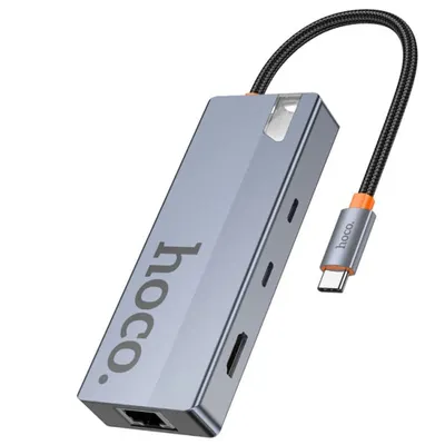 Hoco HB52 Type-C 8-in-1 Ko‘p funksiyali HUB-adapteri (MacBook va noutbuklar uchun)