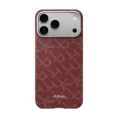 iPhone 17 Pro Max uchun Pitaka ultra-slim case g‘ilofi, (Gold Red)
