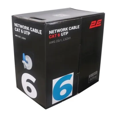 Kabel 2E CAT 6, U-UTP, 305м, AWG 23/1, LSZH-1, Blue