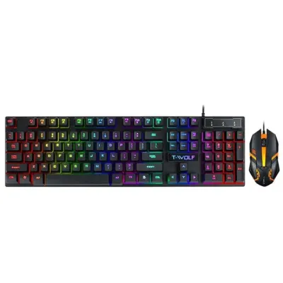 T-Wolf TF 200 USB klaviatura va sichqoncha to‘plami , Black