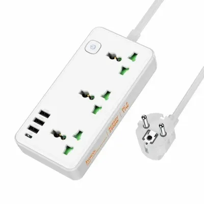Сетевой фильтр Hoco AC7A DC17W+AC2500W, USB-C+3USB-A+3Socket 1.5м