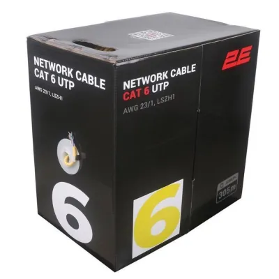 Kabel 2E CAT 6, U-UTP, 305м, AWG 23/1, LSZH-1, Yellow