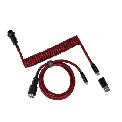 Cabel Type-A/Type-C Keychron Premium Coiled Aviator Cable-Straight Red
