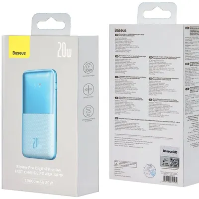 Baseus Bipow Pro Digital Display Fast Charge 10000mAh 20W ko'k tashqi akkumulyatori