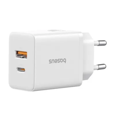 Baseus Cube PD 20W Fast Charger USB+Type-C zaryadlash qurilmasi, White