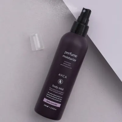 Bolalar pudrasi iforli parfyumlangan tana misti AVCA Baby Powder Body Mist, 200 ml