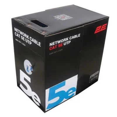 Kabel 2E CAT 5e, U-UTP, 305м, AWG 24/1, LSZH, Blue