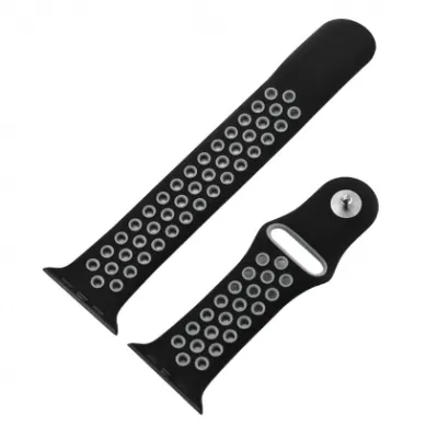 Silicone 42-44 mm iWatch Sport Band Black Gray tasmachasi