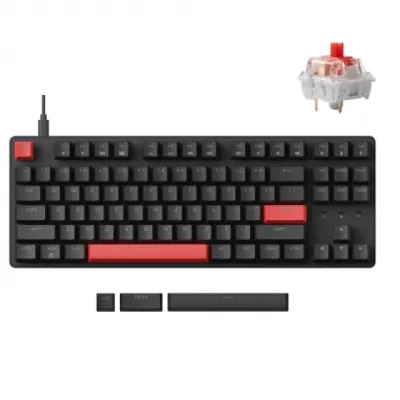 Mexanik klaviatura Lemokey X1 87Key, Keychron Red, USB-A, QMK/VIA, EN/UZ/RU, Red led, Black
