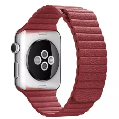 Leather Magnet Band iWatch 42-44mm to‘q qizil charm tasmachasi
